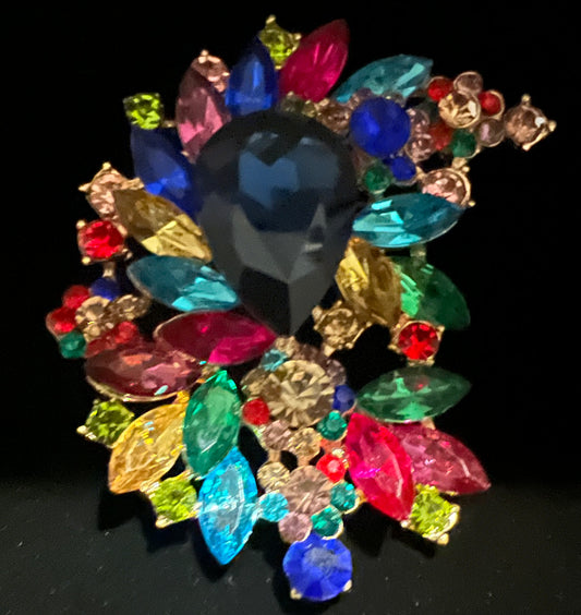 Colorful metal stone brooch pin.