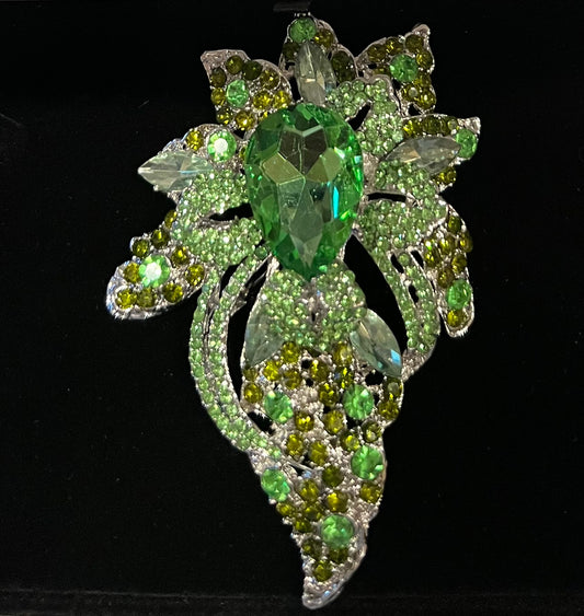 Green floral pave boutique brooch