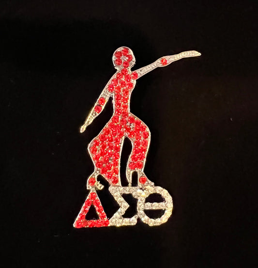 Delta Sigma Theta (DST) lady on logo w/rhimestones.