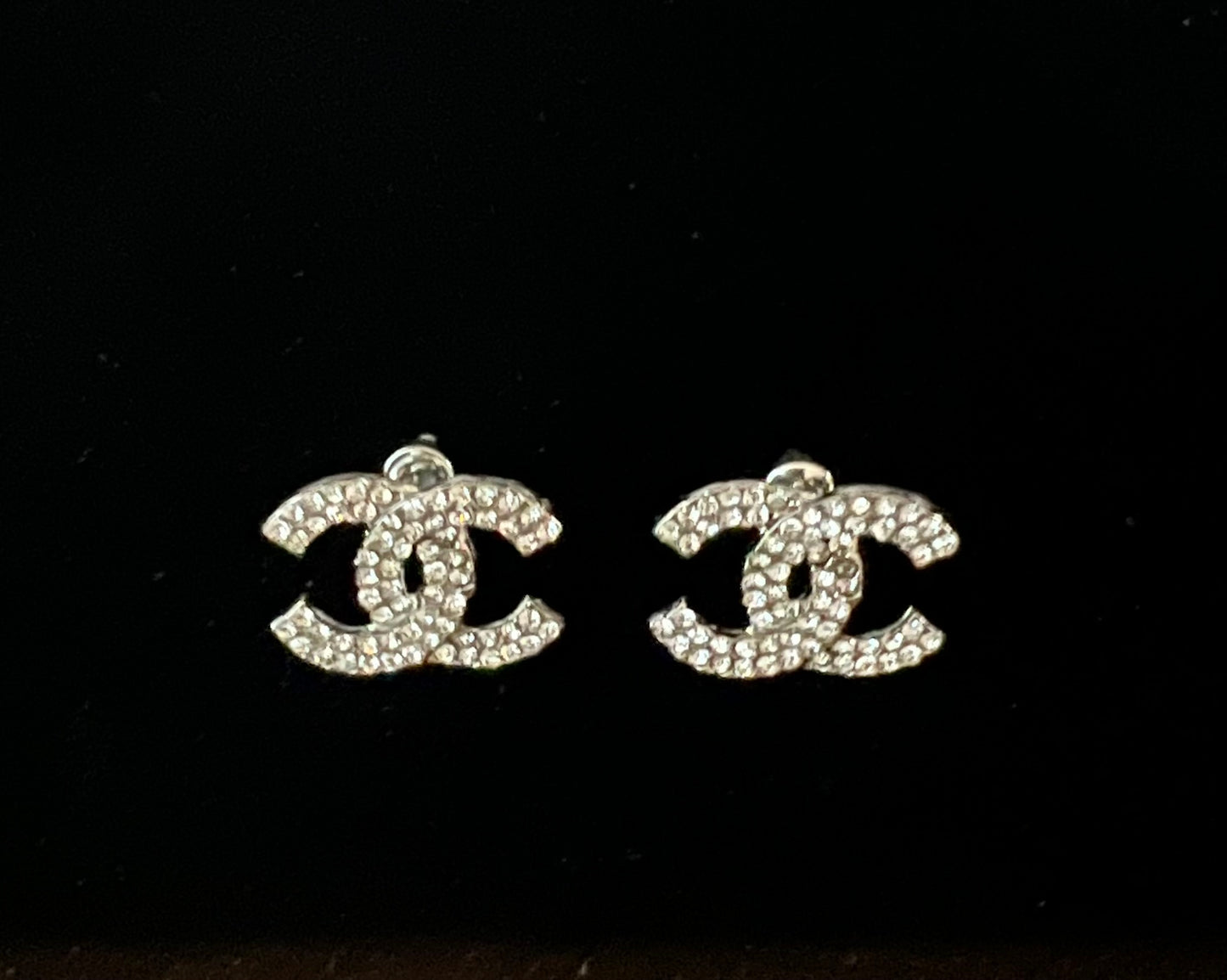 CC rhinestone fashion silvertone earrings